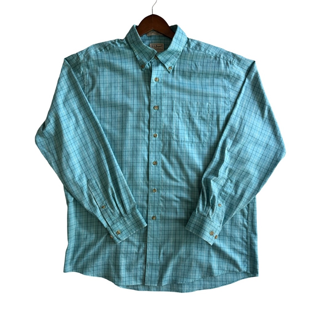 LL Bean Twill Sport Shirt Wrinkle Free Traditional Fit Mens Size L Large